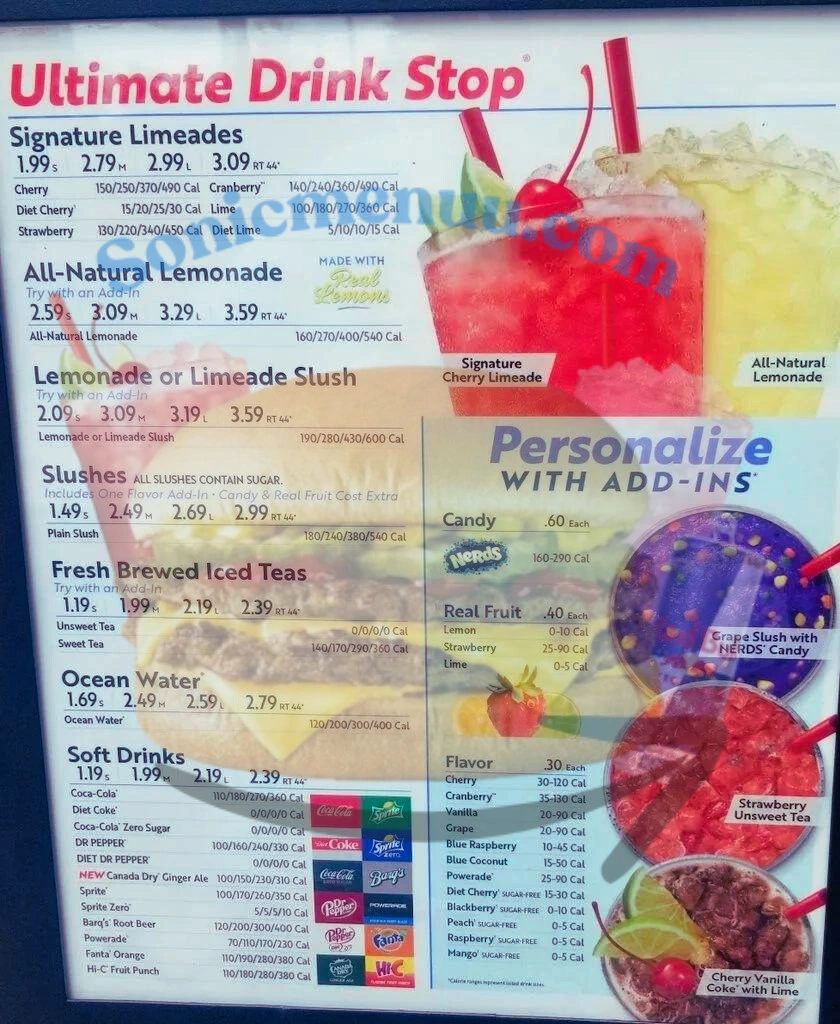 Sonic Slush Menu